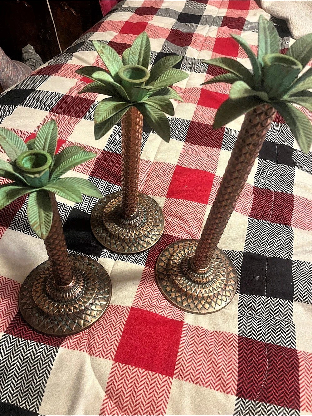 Decorative Palm Tree Set in Brown & Green